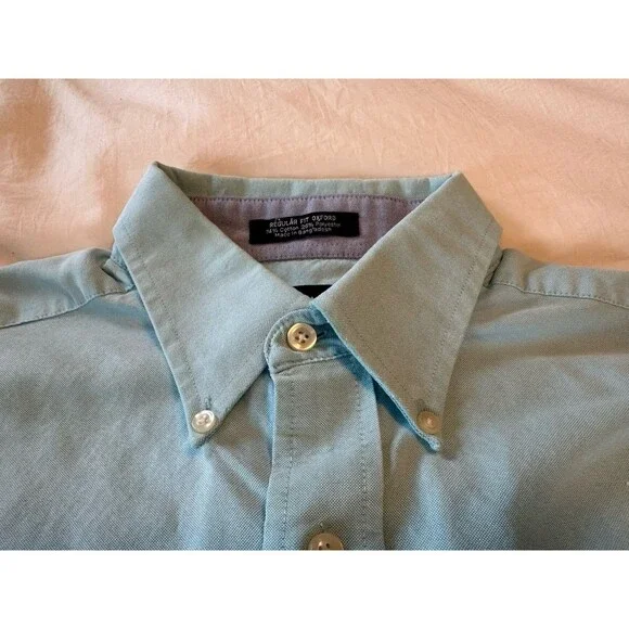 Chaps Men’s Light Blue Classic Oxford Button Down Dress Shirt - Medium Spring - Picture 2 of 4